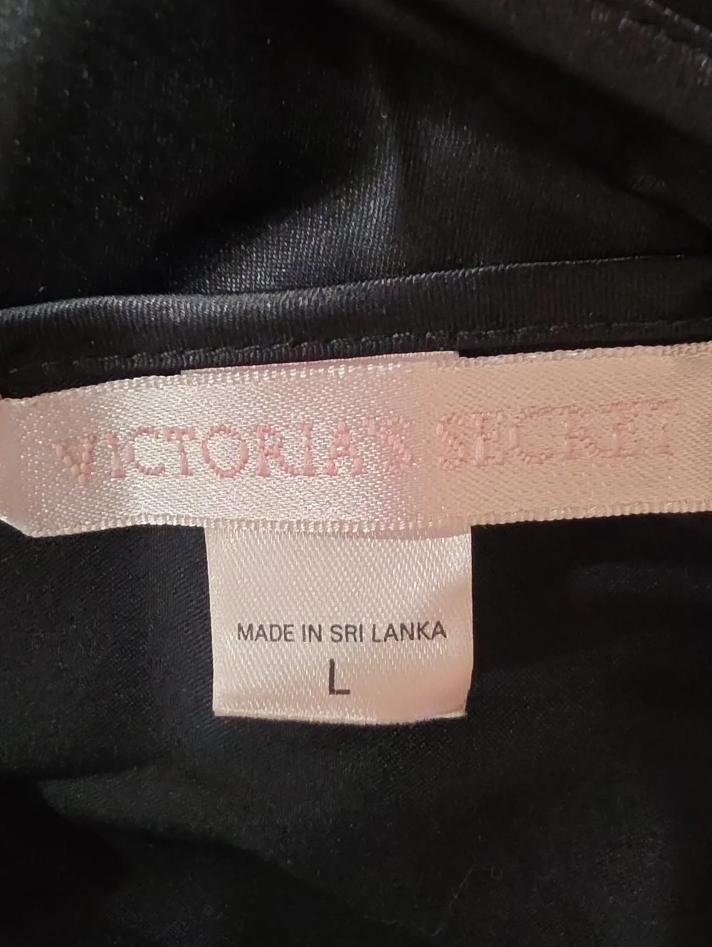 Vintage Y2K Victoria's Secret Black Satin Lace Trim Slip Dress Chemise - Size L